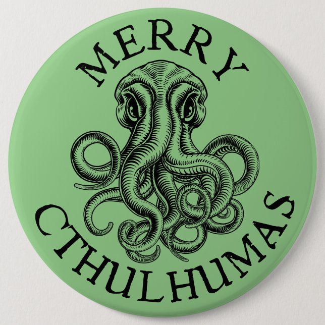 Chapa Redonda De 15 Cm Merry Cthulhumas Lovecraft Cthulhu (Anverso)