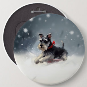 Chapa Redonda De 15 Cm Miniatura Schnauzer Navidad nieve invierno