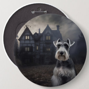 Chapa Redonda De 15 Cm Miniature Schnauzer Halloween Aterrador