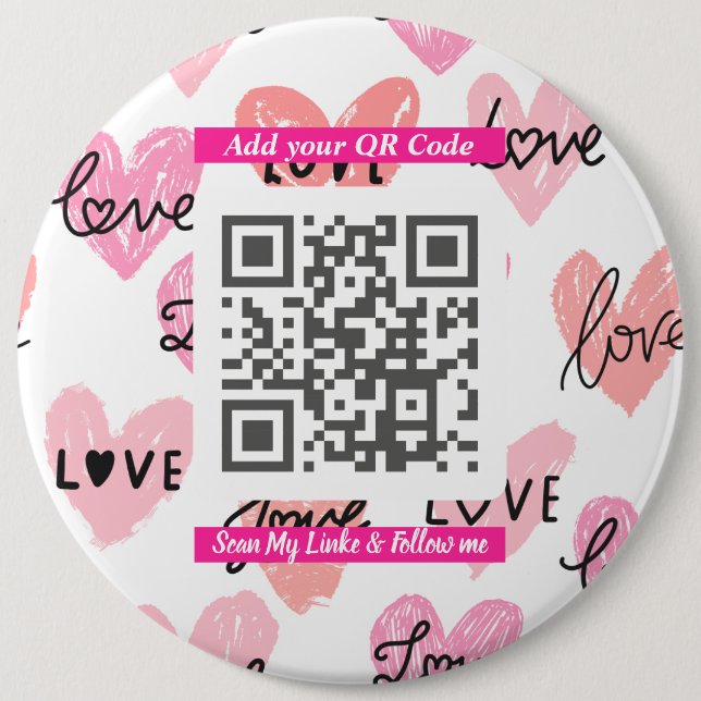Chapa Redonda De 15 Cm Minimal “Scan Me” QR Code, Simple Accessory  (Anverso)