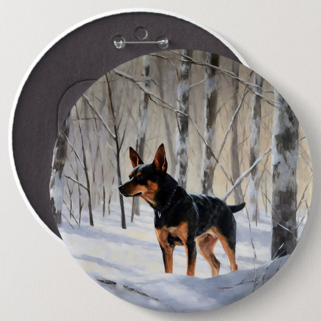Chapa Redonda De 15 Cm Ministra Pinscher deja que nieva a Navidades (Anverso y reverso)