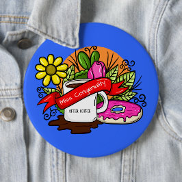Chapa Redonda De 15 Cm Miss Café y Donut Colorful Tattoo
