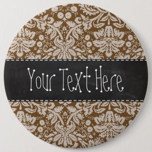 Chapa Redonda De 15 Cm Modelo marrón del damasco; Mirada de la pizarra