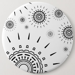 Chapa Redonda De 15 Cm Modelos de la explosión del negro en blanco