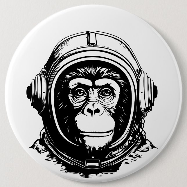 Chapa Redonda De 15 Cm Monkey Astronaut (Anverso)