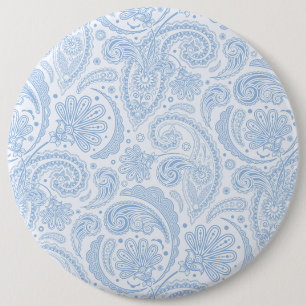Chapa Redonda De 15 Cm Mono azul blanco lindo con estampado de paisley