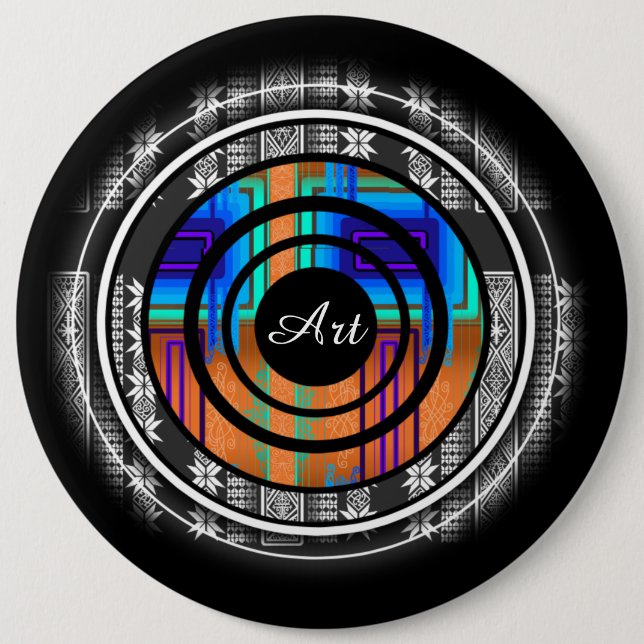 Chapa Redonda De 15 Cm Monograma de futuro nórdico (Anverso)