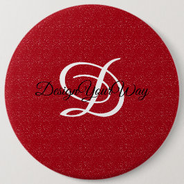 Chapa Redonda De 15 Cm monograma retro rojo y blanco