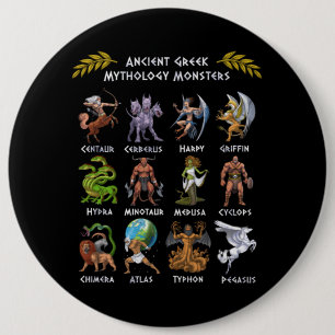 Chapa Redonda De 15 Cm Monstruos de mitología griega antiguos