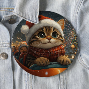 Chapa Redonda De 15 Cm Montaña Rusa de Gato Bengalí Navidad
