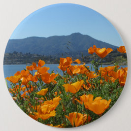 Chapa Redonda De 15 Cm Monte Tamalpais y amapolas de California