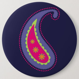 Chapa Redonda De 15 Cm Morado y rosa paisley