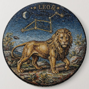 Chapa Redonda De 15 Cm Mosaico Estilo Antiguo Zodíaco Leo