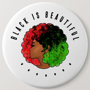 Chapa Redonda De 15 Cm Mujer niña negra panafricana orgullo afro verde ro