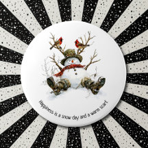 Muñeco de nieve con cardenales