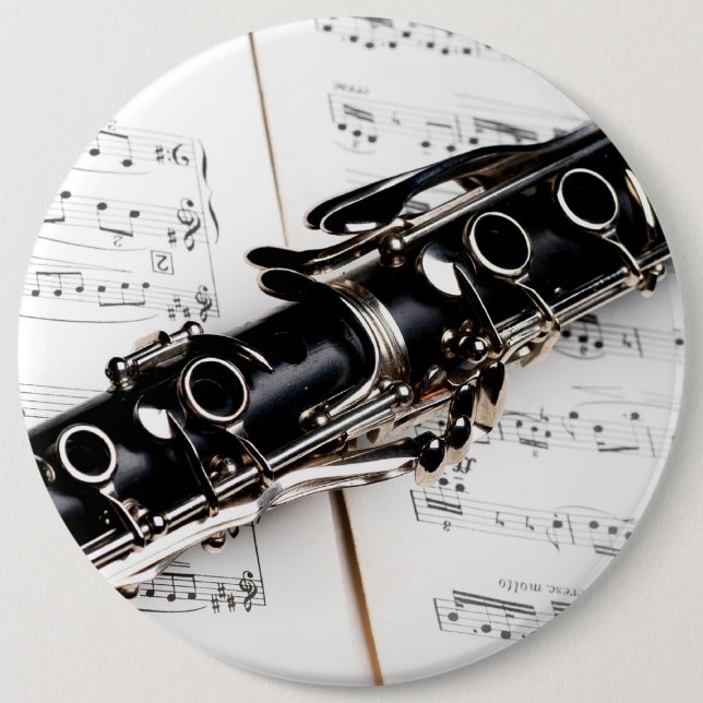 Chapa Redonda De 15 Cm Música de Clarinete (Anverso)