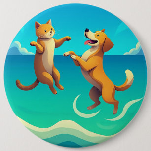 Chapa Redonda De 15 Cm Muy bonito y hermoso diseño de perro y gato en
