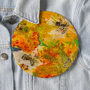 Chapa Redonda De 15 Cm Naranja abstracto de las flores de verano amarillo