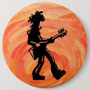 Chapa Redonda De 15 Cm Naranja de Guitarra Noche Boogie de Nueva York