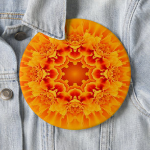Chapa Redonda De 15 Cm Naranja Marigold Mandala