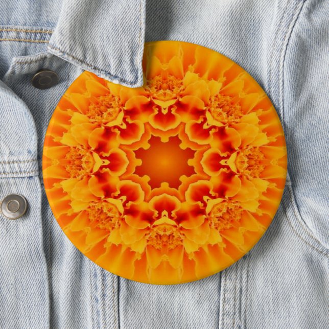 Chapa Redonda De 15 Cm Naranja Marigold Mandala (In situ)