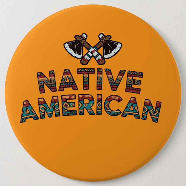 Chapa Redonda De 15 Cm Native American Text Pattern (Anverso)