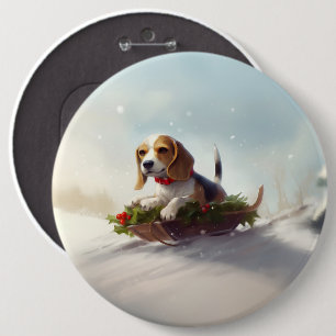 Chapa Redonda De 15 Cm Navidades Beagle en invierno