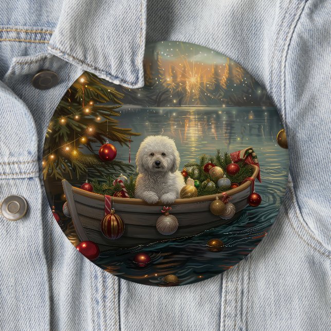 Chapa Redonda De 15 Cm Navidades Bichon Frise Voyage festivo (In situ)