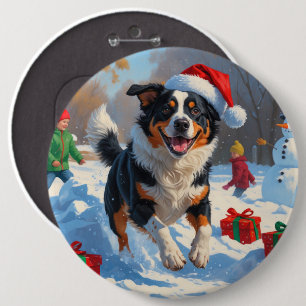 Chapa Redonda De 15 Cm Navidades bovinos australianos celebran escena de 