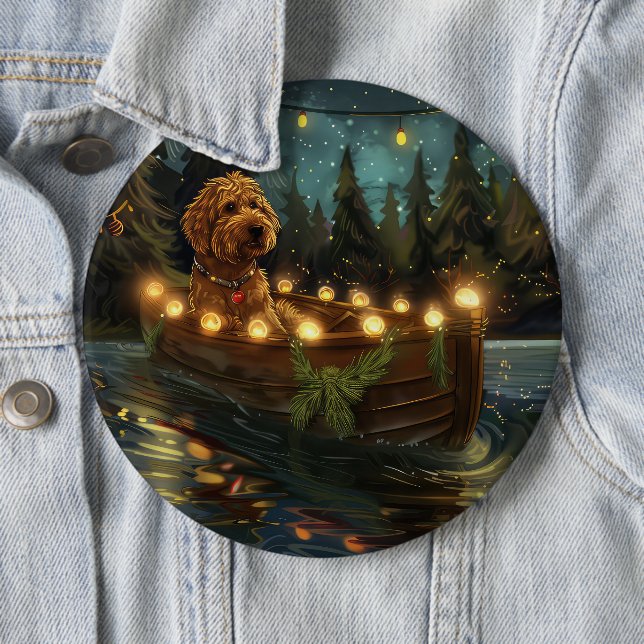 Chapa Redonda De 15 Cm Navidades de Bernedoodle (In situ)