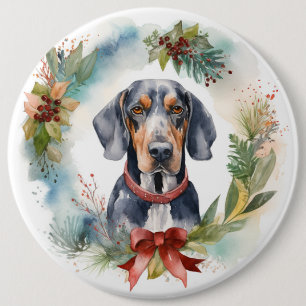 Chapa Redonda De 15 Cm Navidades de Bluetick Coonhound Wreath Festix Pup