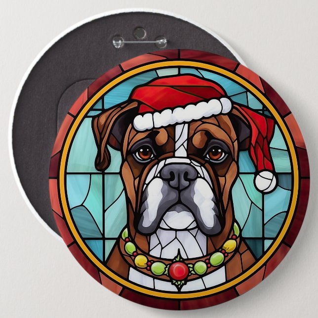 Chapa Redonda De 15 Cm Navidades de Boxer Seted Glass (Anverso y reverso)