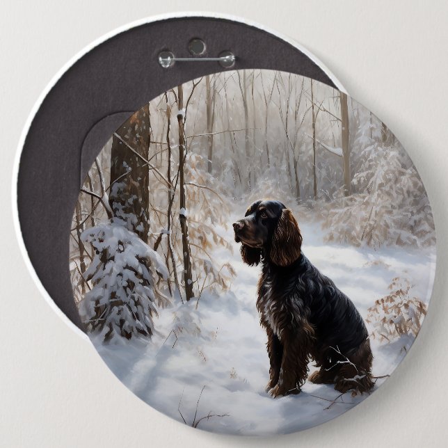 Chapa Redonda De 15 Cm Navidades de Cocker Spaniel Let It Snow (Anverso y reverso)