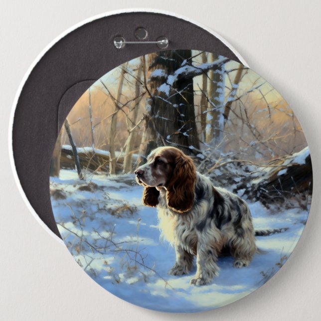 Chapa Redonda De 15 Cm Navidades de Cocker Spaniel Let It Snow (Anverso y reverso)
