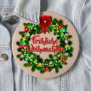 Chapa Redonda De 15 Cm Navidades de Frohe Weihnachten Abzeichen