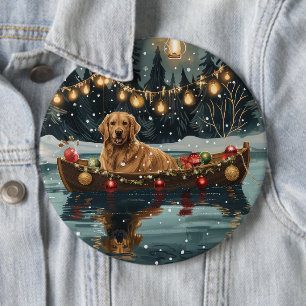 Chapa Redonda De 15 Cm Navidades de Golden Retriever