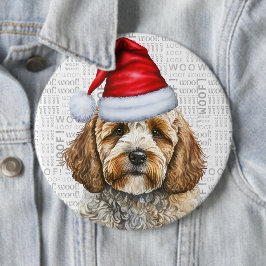 Chapa Redonda De 15 Cm Navidades de Holiday Santa Dog Cockapoo