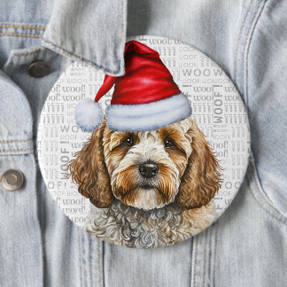Chapa Redonda De 15 Cm Navidades de Holiday Santa Dog Cockapoo