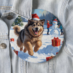 Chapa Redonda De 15 Cm Navidades de Malamute de Alaska celebran escena de