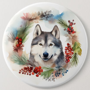 Chapa Redonda De 15 Cm Navidades de Malamute de Alaska escribieron presen