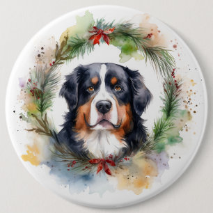 Chapa Redonda De 15 Cm Navidades de Montaña de Berna Wreath Festimes Pup