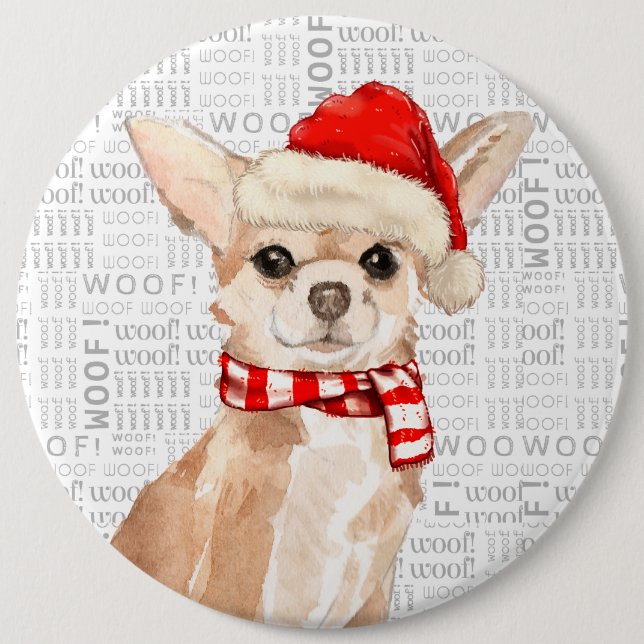 Chapa Redonda De 15 Cm Navidades de Navidog Chihuahua Butt (Anverso)