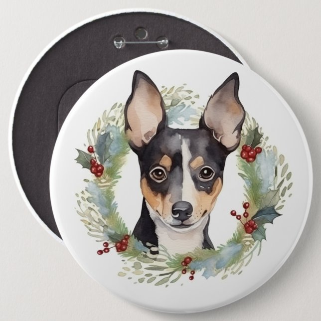 Chapa Redonda De 15 Cm Navidades de Rat Terrier usaron elogios festivos (Anverso y reverso)