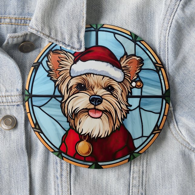 Chapa Redonda De 15 Cm Navidades de vidrio templado de Yorkshire Terrier (In situ)