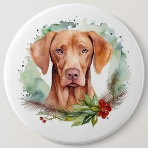 Chapa Redonda De 15 Cm Navidades de Vizsla Wreath Festimes Pup