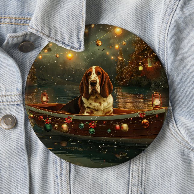 Chapa Redonda De 15 Cm Navidades del Hound de Basset (In situ)