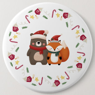 Chapa Redonda De 15 Cm Navidades/Oso blanco invernal y Fox