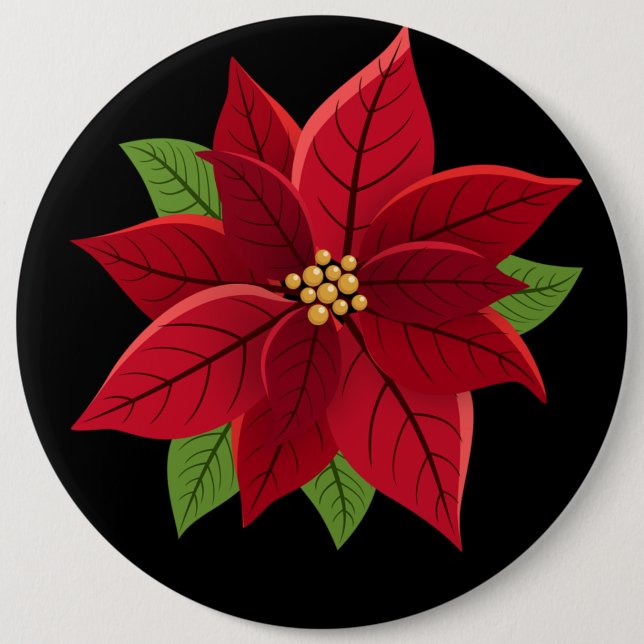 Chapa Redonda De 15 Cm Navidades Poinsettia Gift (Anverso)