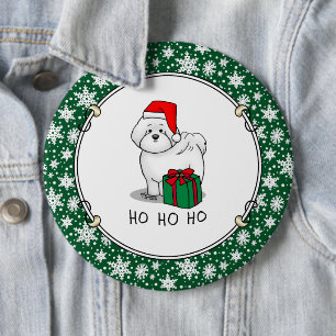 Chapa Redonda De 15 Cm Navidades Santa Bichon Frise Dog Cute