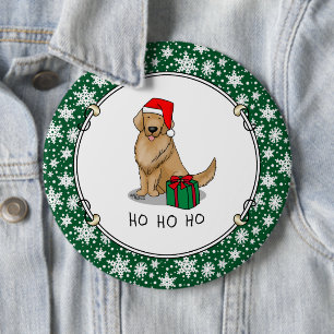 Chapa Redonda De 15 Cm Navidades Santa Claus Golden Retriever Dog Cute